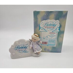 1994 Enesco Heavenly Kingdom Shimmer Stone Angel with Snowflakes Sign Signage